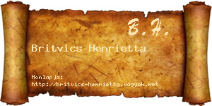 Britvics Henrietta névjegykártya